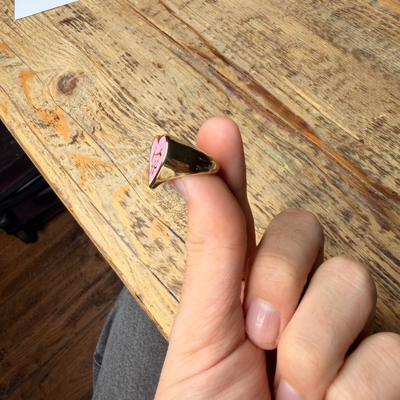 Pink Heart Ring with Gold Accents - Picture 5 of 6